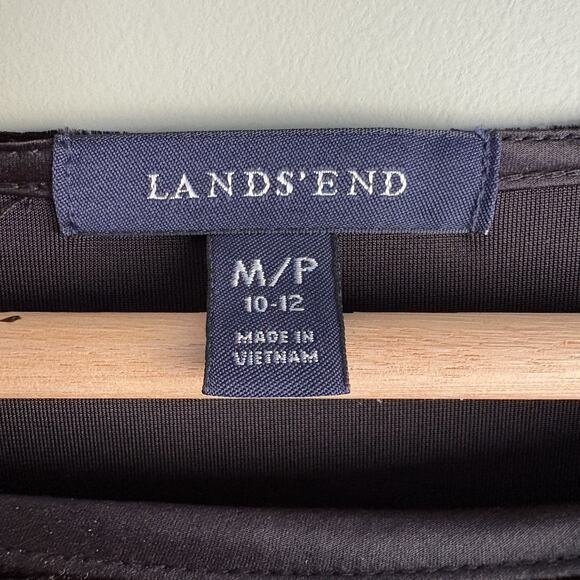 LANDS END Black Velvet Velour Dress Size MP 10-12 Holiday Party Formal Gothic - Picture 3 of 13